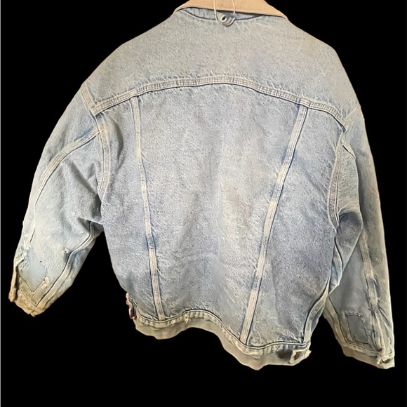 VTG Carhartt Blanket Lined Distressed Light Denim Faded Jacket Sz L. #PJB008 - Picture 2 of 16